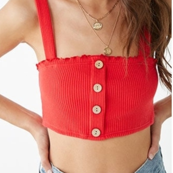 Forever 21 Tops - NWT F21 Button-Front Crop Cami